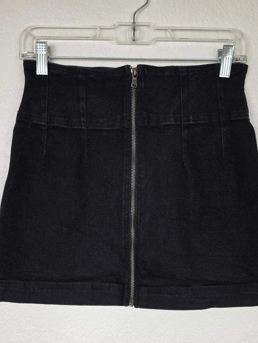 Free People Black Mini Zipper Skirt